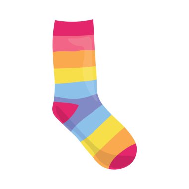 Beyaz arka planda sıcak çizgili örgü çorap