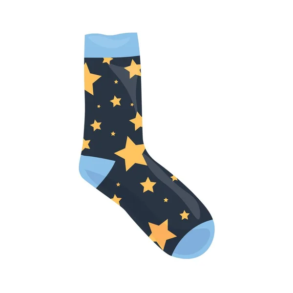 Warme Socke Mit Sternenaufdruck Auf Weißem Hintergrund — Stockvektor