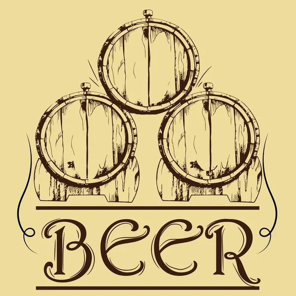 Barils Bière Sur Fond Beige — Image vectorielle