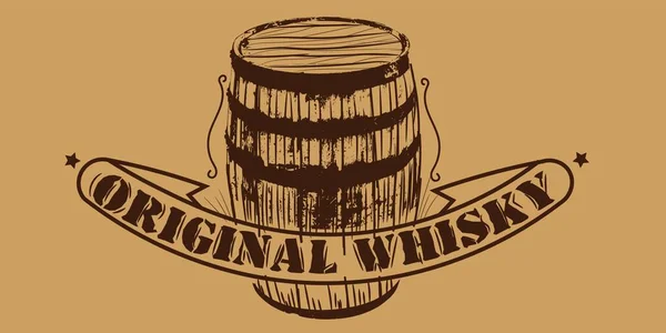 Beczka Whisky Brązowym Tle — Wektor stockowy