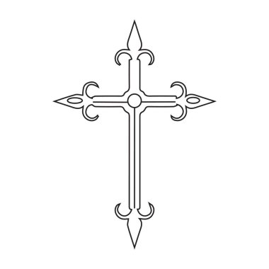 Beyaz arkaplanda Hıristiyanlığın sembolü olarak çapraz geçiş