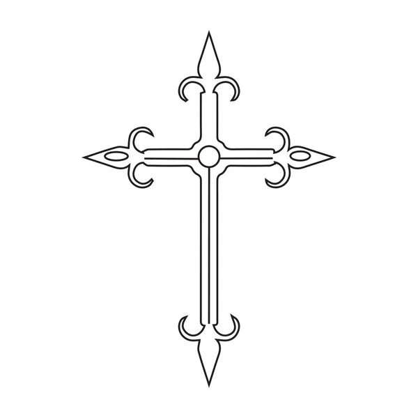 Korset Som Symbol För Kristendomen Vit Bakgrund — Stock vektor