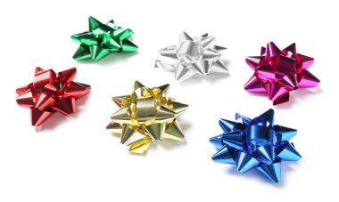 Bows made of ribbons on white background