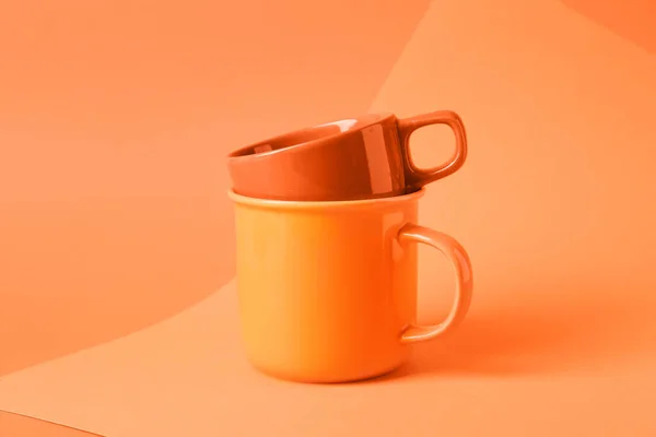 Ceramic Mugs Color Background — Stock Photo, Image