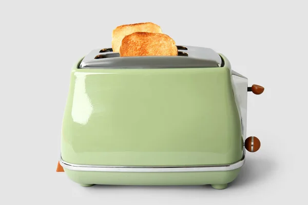 Modern Toaster Crispy Bread Slices Isolated White Background — Stock Photo, Image