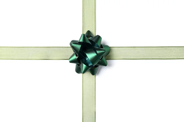 Ribbons Green Bow White Background — Stock Photo, Image