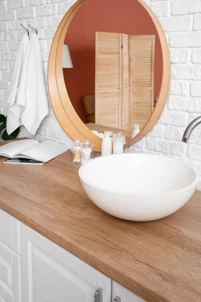 Sink Bath Accessories Table Bathroom — Foto de Stock