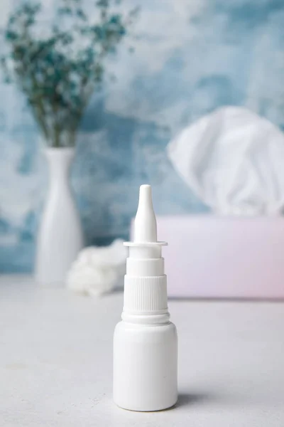 Nasal Drops White Table Seasonal Allergy Concept — Stock Photo, Image