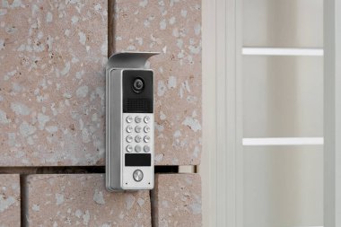 Modern dahili telefon dış bina, yakın çekim