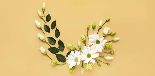 Prachtige Compositie Met Lentebloemen Beige Achtergrond — Stockfoto