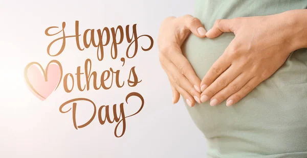 Cartão Saudação Para Dia Das Mães Com Mulher Grávida Fundo — Fotografia de Stock
