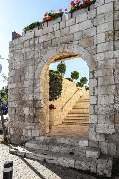 stock image View of old archway and stairs in city