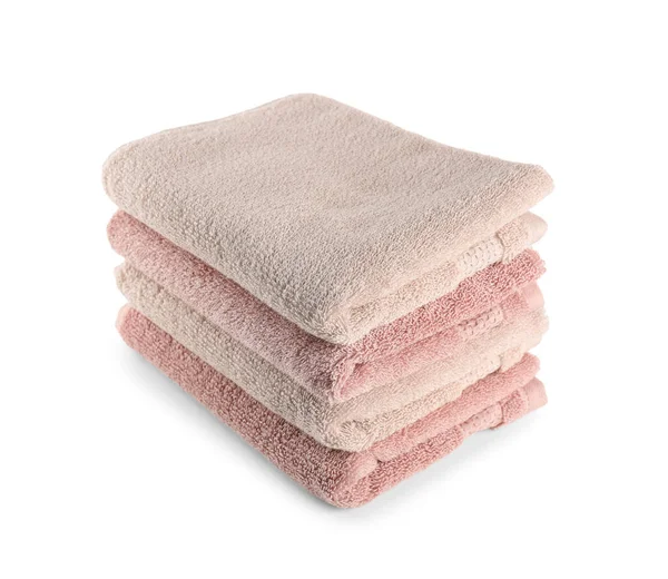 Stack Folded Soft Towels Isolated White Background — Stock Photo, Image