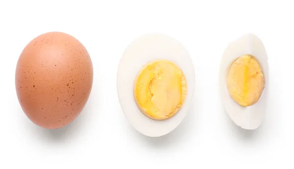 Deliziose Uova Sode Isolate Sfondo Bianco — Foto Stock