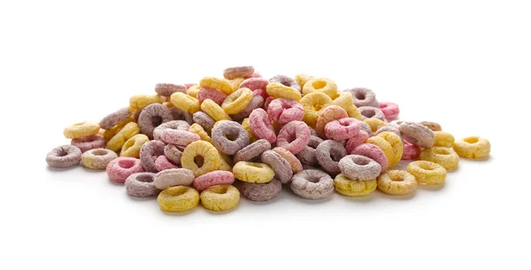 Montón Anillos Cereales Colores Aislados Sobre Fondo Blanco —  Fotos de Stock