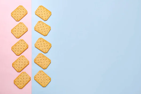 Delicious Crackers Grey Pink Background — Stock Photo, Image