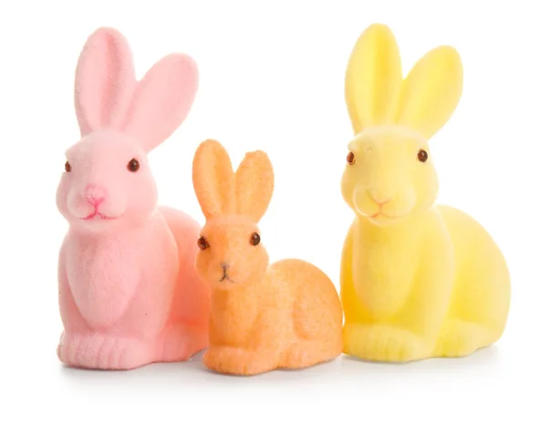 Набор Красочных Пасхальных Кроликов Белом Фоне — стоковое фото