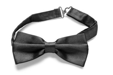 Stylish black bow tie on white background clipart