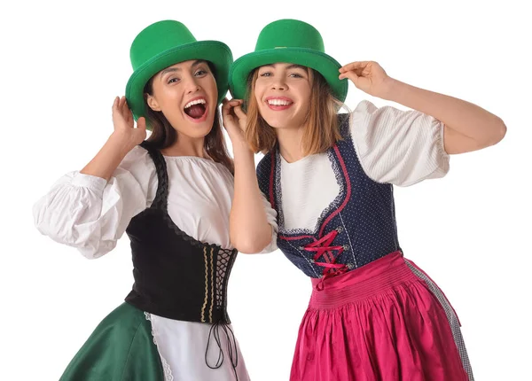 Irish Waitresses Hats White Background Patrick Day Celebration — Stockfoto