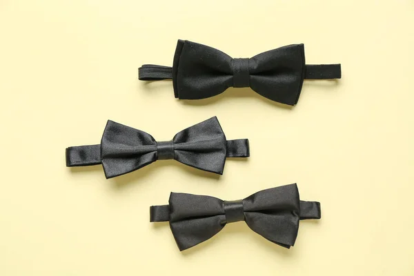 Set Stylish Bow Ties Color Background — Foto Stock