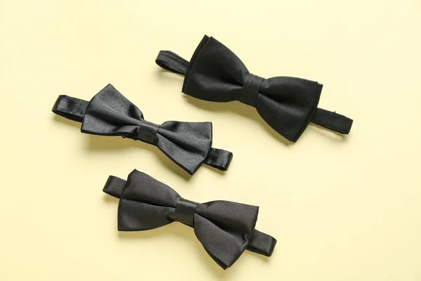 Set Stylish Bow Ties Color Background — 스톡 사진