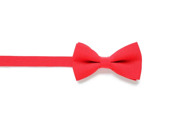 Стильна Червона Краватка Банта Ізольована Білому Тлі — стокове фото