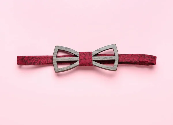 Laço Elegante Gravata Fundo Rosa — Fotografia de Stock