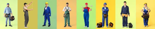Set Different Workers Color Background — Stock Photo, Image