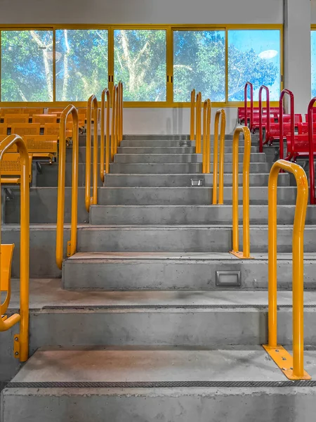 View Concrete Steps Railings Seats Stadium Stock Picture
