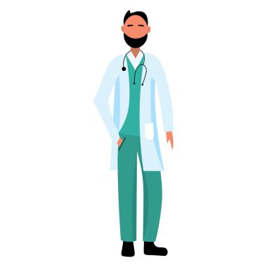 Beyaz arka planda Erkek Doktor