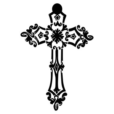 Beyaz arkaplanda Hıristiyanlığın sembolü olarak çapraz geçiş