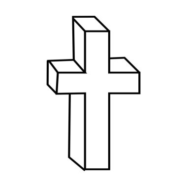 Beyaz arkaplanda Hıristiyanlığın sembolü olarak çapraz geçiş