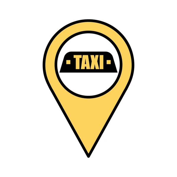 Yellow Location Pint Word Taxi White Background — Stock Vector