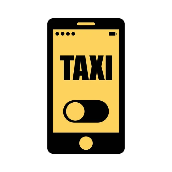 Modern Mobile Phone Open Page Taxi Application Screen White Background — Stock Vector