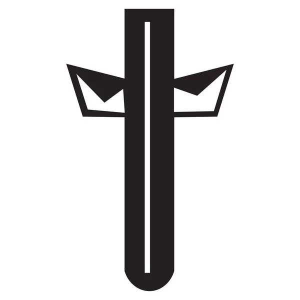 十字架是白人背景下基督教的象征 — 图库矢量图片