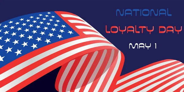 Banner Voor Nationale Loyaliteitsdag Met Usa Vlag Blauwe Achtergrond — Stockvector