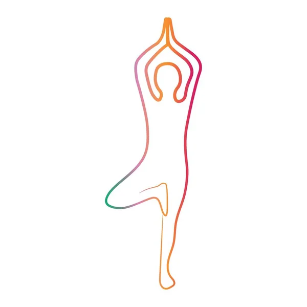 Silhuett Människa Gör Yoga Vit Bakgrund — Stock vektor