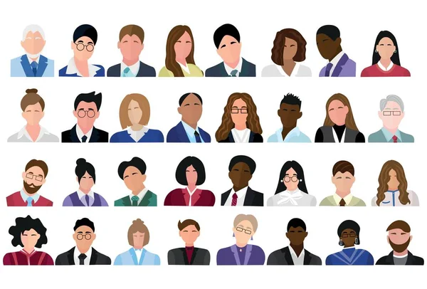 Set Many Business People White Background — Stock Vector