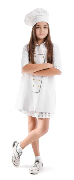 Malý Pekař Uniformě Bílém Pozadí — Stock fotografie