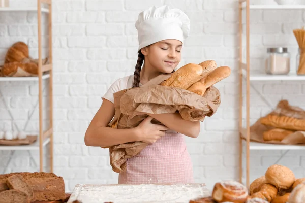 Little Baker Fresh Baguettes Kitchen — Stock Photo, Image