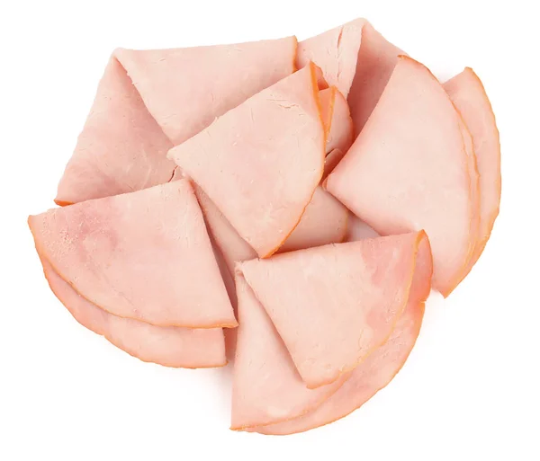 Delicious Ham Slices Isolated White Background — Stok Foto
