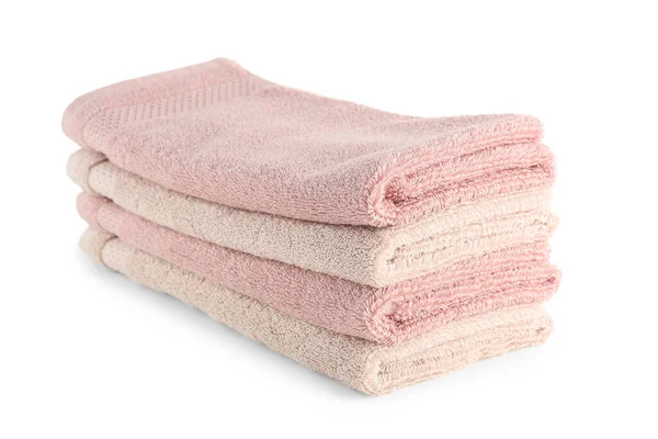 Stack Folded Soft Towels Isolated White Background — Stock Photo, Image