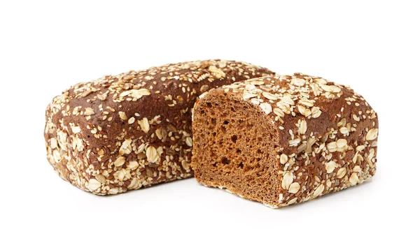 Fresh Loaves Rye Bread Various Seeds Isolated White Background — 图库照片