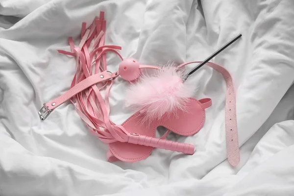 Pink Sex Toys White Blanket — Stock Photo, Image