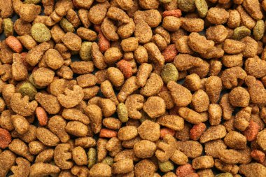 Arka plan olarak kurutulmuş hayvan mamaları, yakın plan