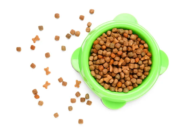 Bowl Dry Pet Food Isolated White Background — Stock Photo, Image