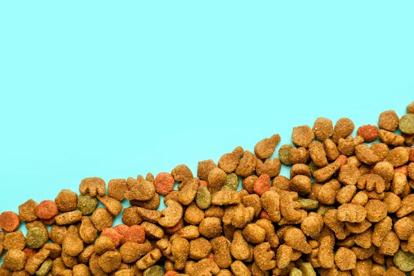 Heap Dry Pet Food Color Background Closeup — Stock Photo, Image