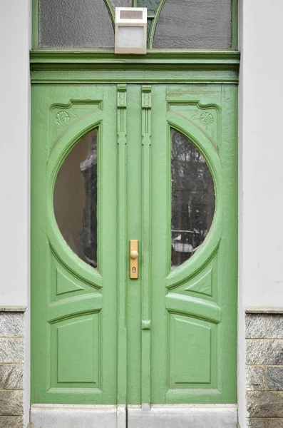 View Old Building Green Wooden Door — Stock Photo, Image