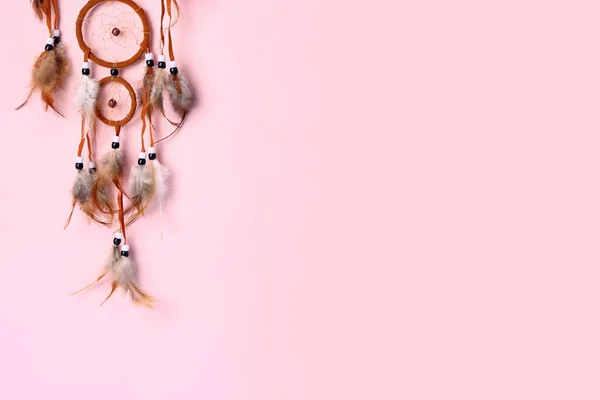 Mooie Dreamcatcher Roze Achtergrond — Stockfoto