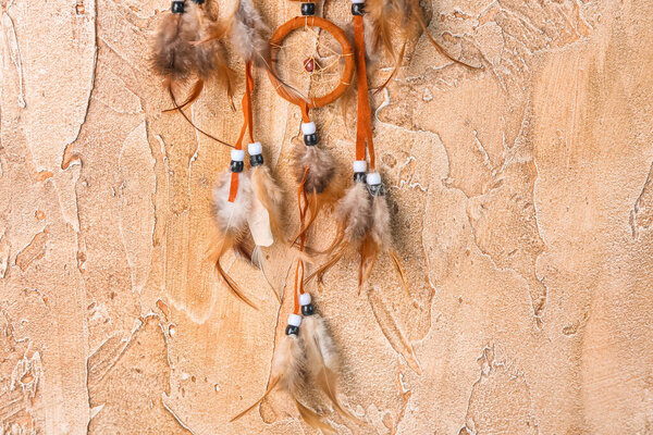 Beautiful dreamcatcher on grunge background